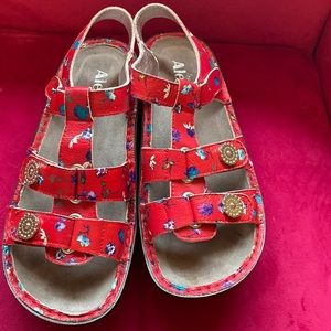 The cutest Alegria sandals-red floral worn once!